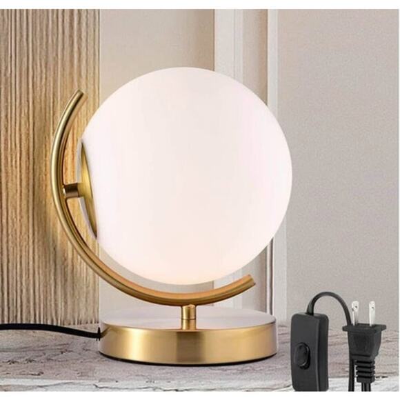 COTTAGE LIFE Gold Globe Table Lamp with Glass Ball Lamp Shade Mid Century Modern - Picture 1 of 6